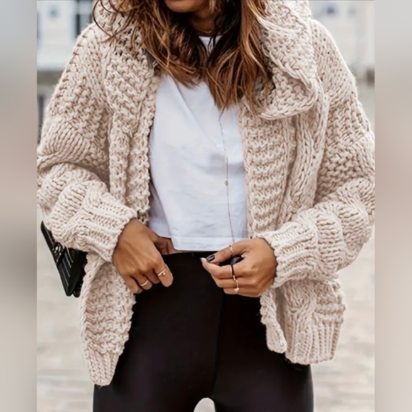 Open Front Cable Knit Sweater - Picture 2 of 5